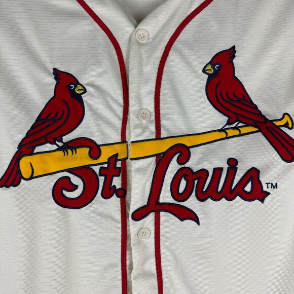 St. Louis Cardinals XL Baseball Jersey Cream Polyester Scott Credit Union Patch - Picture 2 of 6
